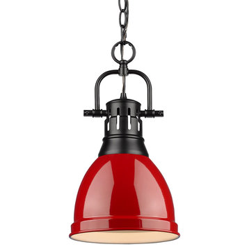 Golden Duncan Small Pendant with Chain 3602-S BLK-RD, Matte Black