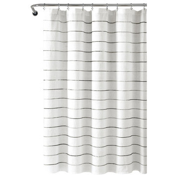 Ombre Stripe Yarn Dyed Cotton Shower Curtain, 72"x72", Gray