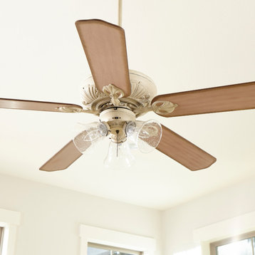Chateaux 52" Uni Ceiling Fan, Persian White With Clear Seeded Glass