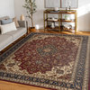 Kirsten Transitional Border Area Rug, Red, 10'6"x14'6"