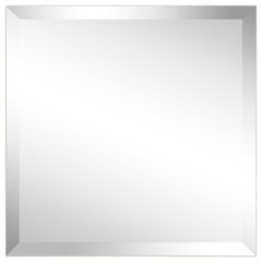 22 x 22 Set of 2 Square Frameless Mirrors with Bevel Panels Modern Chrome