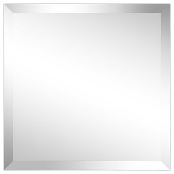 Frameless Beveled Prism Square Wall Mirror, 1" Beveled Edge, 24"x24"