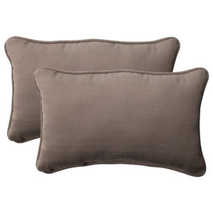 Set of 2 18.5-Inch Pillow Perfect Indoor/Outdoor Forsyth Corded Throw Pillow Taupe