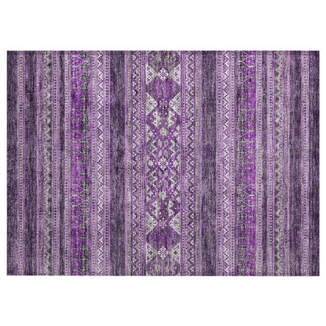 Machine Washable Indoor/Outdoor Chantille ACN714 Purple 1'8" x 2'6" Rug