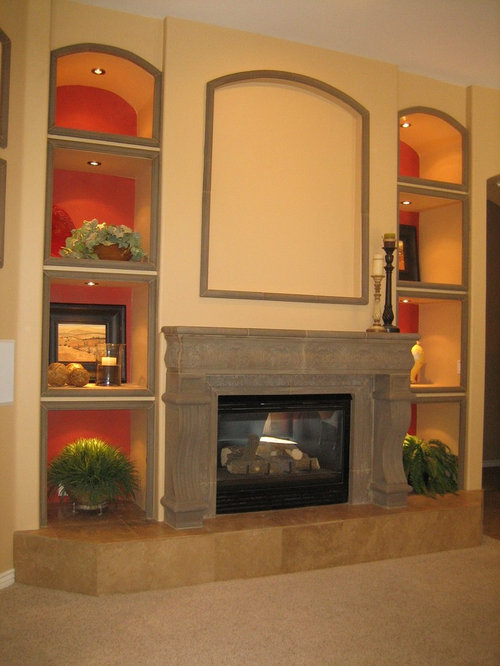 Family Room Fireplace/ Niche wall Before and After