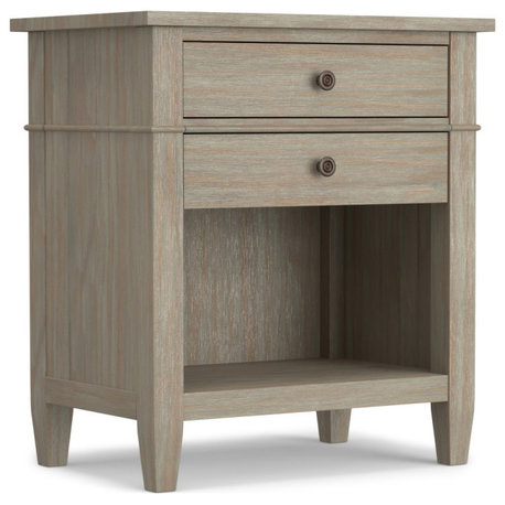 Carlton SOLID WOOD Bedside Table, Distressed Gray