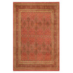 Bareens Designer Rugs - Antique Vegetable Dyed Emelina Rust/Green Wool Rug - 8'1'' x 9'11'' - Designed with mesmerizing intricacy and gorgeous color palette, this hand-knotted masterpiece demonstrates the beauty and electrifying thrill of Pak Persian art. These meticulously hand-knotted Pak-Persian rug is made with pure wool and features breathtaking traditional, transitional, and tribal designs in bold luxurious color pallets. Known for their intricate designs these rugs are a reproduction of Persian rugs, made in Pakistan with unique Mughal designs. Made by master weavers using the same Persian texture, design and dying technique, we wanted to produce the most significant manifestation of Persian art, life, and culture. This rug is most famous for its exceptional quality, incredible designs, patterns, and vibrant rich color. Pak-Persian rugs made with Persian weave with high knot counts, which enables the high intricacy and detail found in the patterns are also referred to as "State of art", each color adds a rich beautiful detail in the artwork of this rug. The design, color, and beautiful chromatic composition with a vibrant sheen with intricate designs, exude beauty, elegance, and quality make this rug a masterpiece of its own.