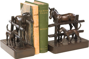 Horse And Dog With Fence Bookends