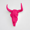 Bison Skull Head Wall Mount, Pink
