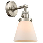 Innovations Lighting - Innovations Lighting 203SW-SN-G61 Small Cone, 10" 1 Light Wall Sconce - Solid Brass 1 Degree Adjustable Swivel With EngrSmall Cone 10 Inch 1 Brushed Satin NickelUL: Suitable for damp locations Energy Star Qualified: n/a ADA Certified: n/a  *Number of Lights: 1-*Wattage:100w Medium Base bulb(s) *Bulb Included:No *Bulb Type:Medium Base *Finish Type:Brushed Satin Nickel