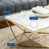 Vertex Gold Metal Stainless Steel Coffee Table, Gold White