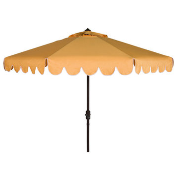 Safavieh Venice Single Scallop 9' Crank Umbrella, Yellow/White