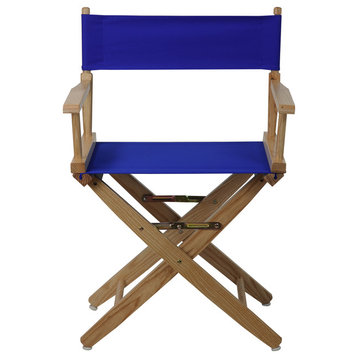 Wide 18" Directors Chair Natural Frame, Royal Blue Cover