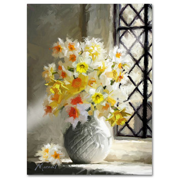 The Macneil Studio 'Daffodils At Window' Canvas Art, 32"x24"