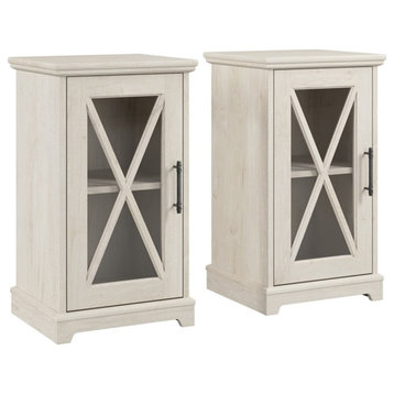 Bowery Hill Engineered Wood End Table in Linen White Oak (Set of 2)