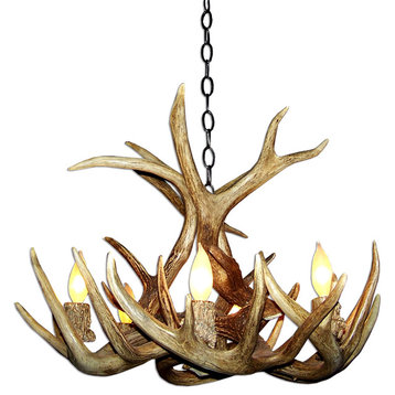 Real Shed Antler Whitetail Chandelier, Small, No Shades