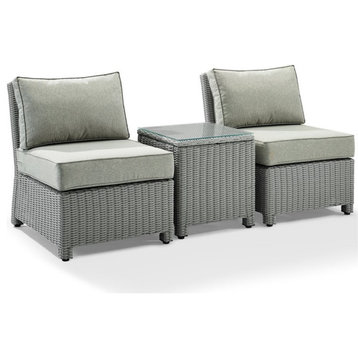 Crosley Furniture Bradenton 3 Piece Patio Conversation Set in Gray