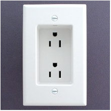 Leviton White Recessed 15A Duplex Outlet with Built In Cover Plate