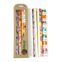 Nobunto - Tall Hand Painted Candles, Set of 3, Box, Imbali Design - Candles