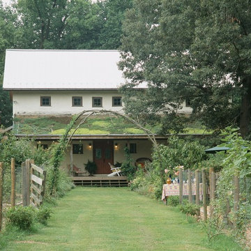 Straw Bale House living roof and garden