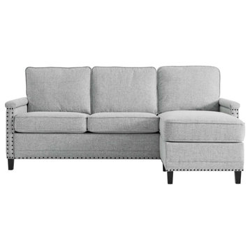 Tonnie Light Gray Upholstered Fabric Sectional Sofa