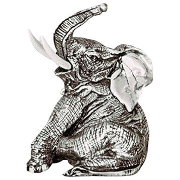 Silver Sitting Elephant Sculpture A41