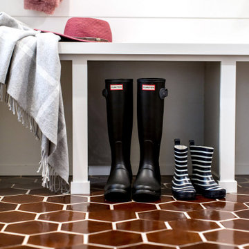 Cottage Mudroom - Espresso Hexagon Floor Tiles