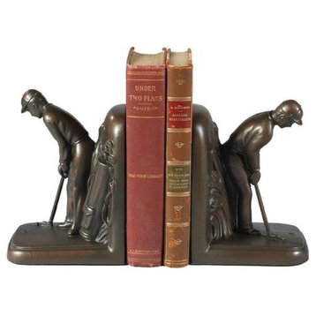 Bookends Bookend GOLF Lodge Putting Golfer Resin Hand-Cast