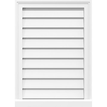 28 x 32 Vertical Surface Mount PVC Gable Vent, Functional, Brickmould Sill Frame