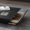 Modern Black Wood Coffee Table with Storage Square Drum with Drawer