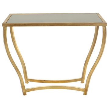 Culven Glass Top Gold Foil Accent Table Black/Gold