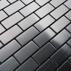 $14.95SF Stainless Steel 1x2 Brick Metal Mosaic Tiles - Tile