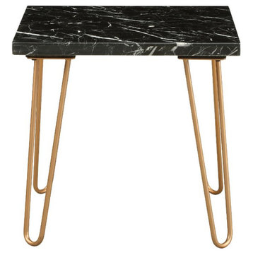 Acme Telestis End Table Black Marble Top and Gold Finish