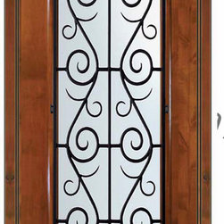 Prehung Single Door 80 Wood Alder St. Charles Full Lite Wrought Iron - Front Doors