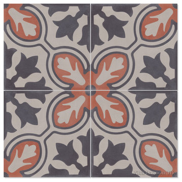 8"x8" Lisbon Handcrafted Cement Tiles, Set of 16