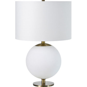 Pasca Etched White Glass Table Lamp With White Shade