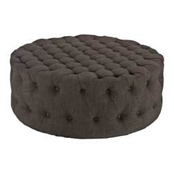 Amour Upholstered Fabric Ottoman in Brown - Footstools And Ottomans