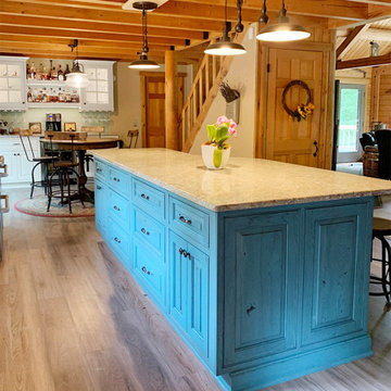 White & Blue Farmhouse Kitchen