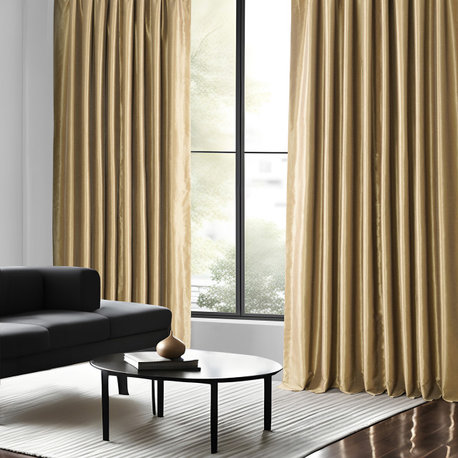 Blackout Faux Dupioni Silk Curtain Panel, Flax Gold, 50x96