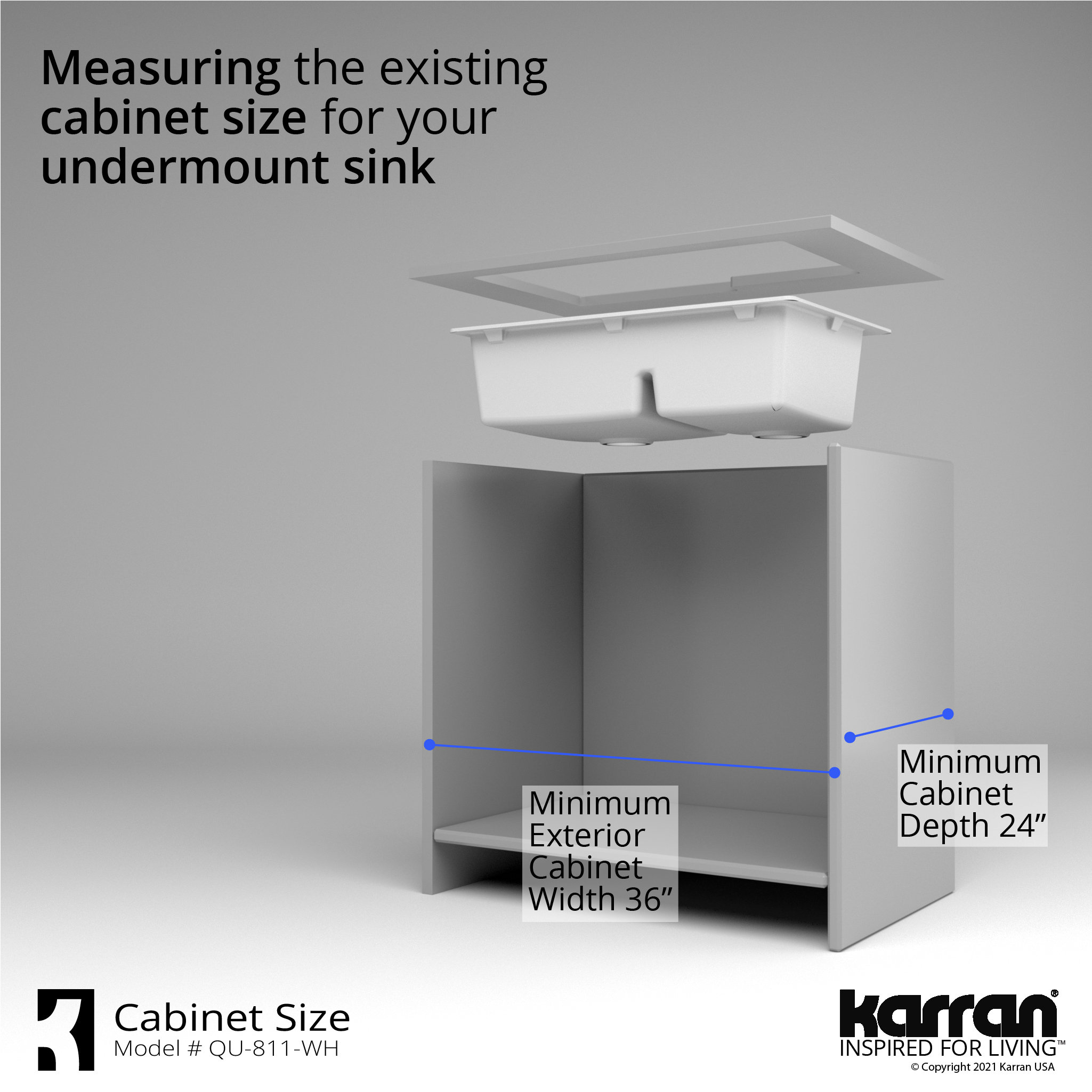 Karran 32" Undermount Large/Small Bowl Quartz Kitchen Sink, White