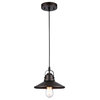 IRONCLAD, Industrial-style 1 Light Rubbed Bronze Ceiling Mini Pendant, 9" Shade