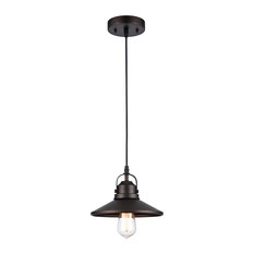 IRONCLAD, Industrial-style 1 Light Rubbed Bronze Ceiling Mini Pendant, 9" Shade