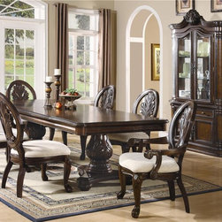 Coaster Tabitha 7-Piece Double Pedestal Cherry Dining Table Chair Set - Dining Sets