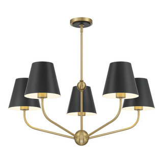 Xavier 5 Light Chandelier, Vibrant Gold and Matte Black - Transitional ...