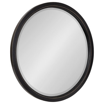 Hogan Round Framed Wall Mirror, Black 24 Diameter