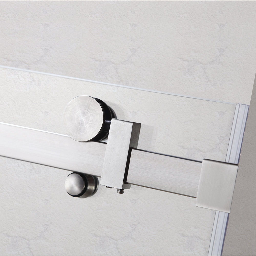 WoodBridge 56-60"Wx76"H Frameless Sliding Shower Door, Brushed Nickel