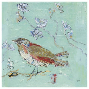 "Aqua Bird" Digital Paper Print by Kellie Day, 38"x38"
