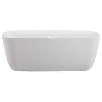 67 Inch Soaking Bathtub In Glossy White