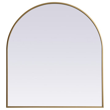 Elegant Decor Metal Frame Arch Mirror 33X36" in Brass