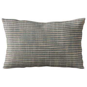 Plutus Blue Simple Stripe Luxury Throw Pillow, 22"x22"